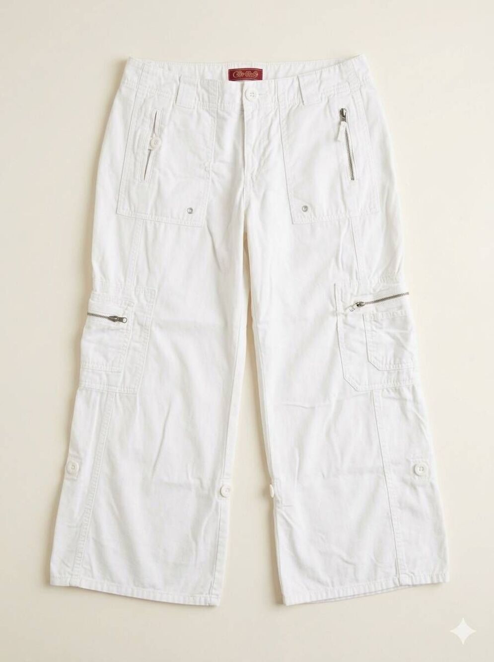 ☔️💜Vintage BeBop White Adjustable Leg Cargo Capri Pants Size 7